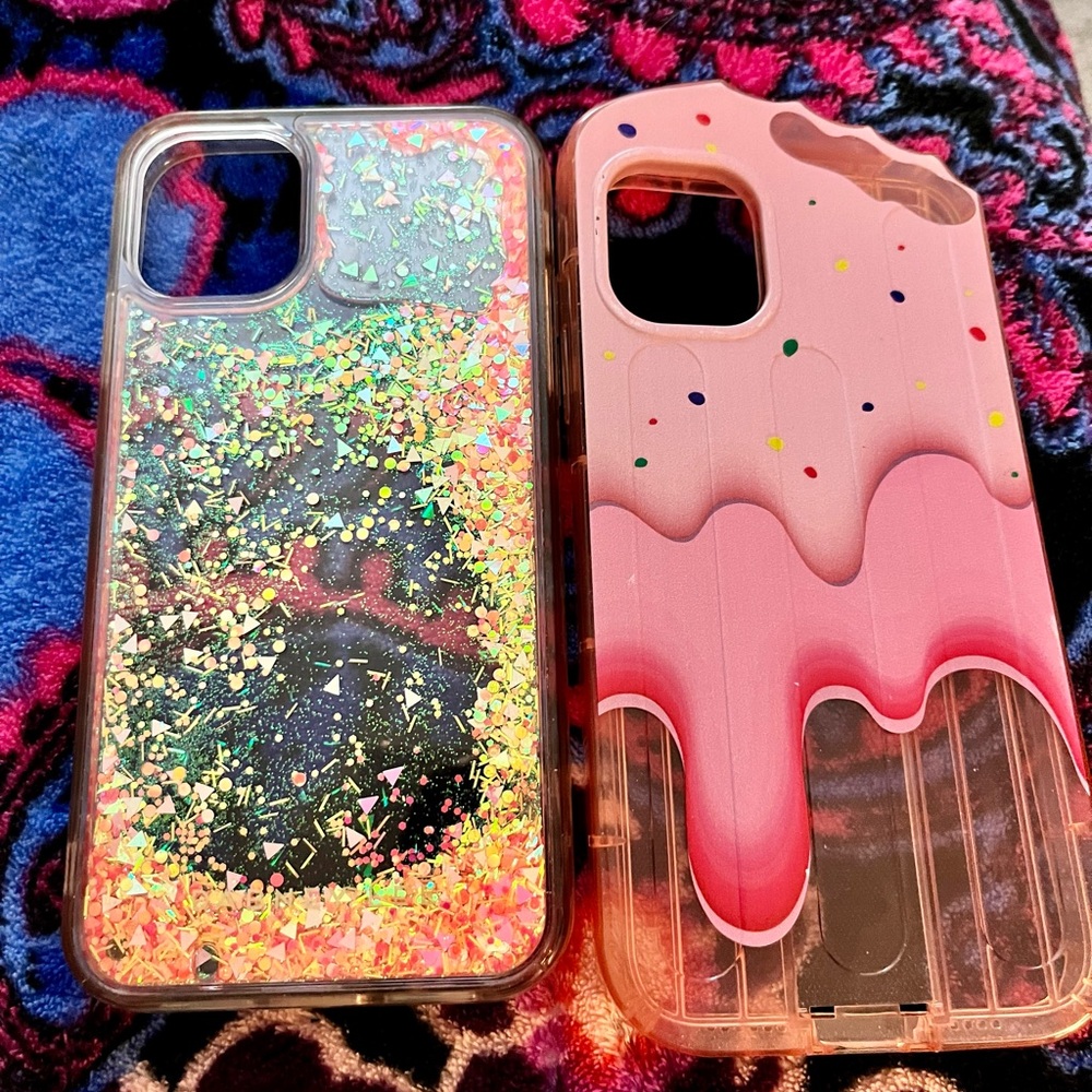 Iphone13 Gold and Pink Glitter Drip iPhone Cases